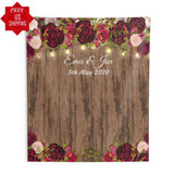 Personalized Rustic Burgundy Wedding backdrop for reception, Wood Style Backdrop for Wedding Party - Get it Now! iJay Backdrops 