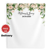White Floral Greenery Wedding Backdrop - iJay Backdrops