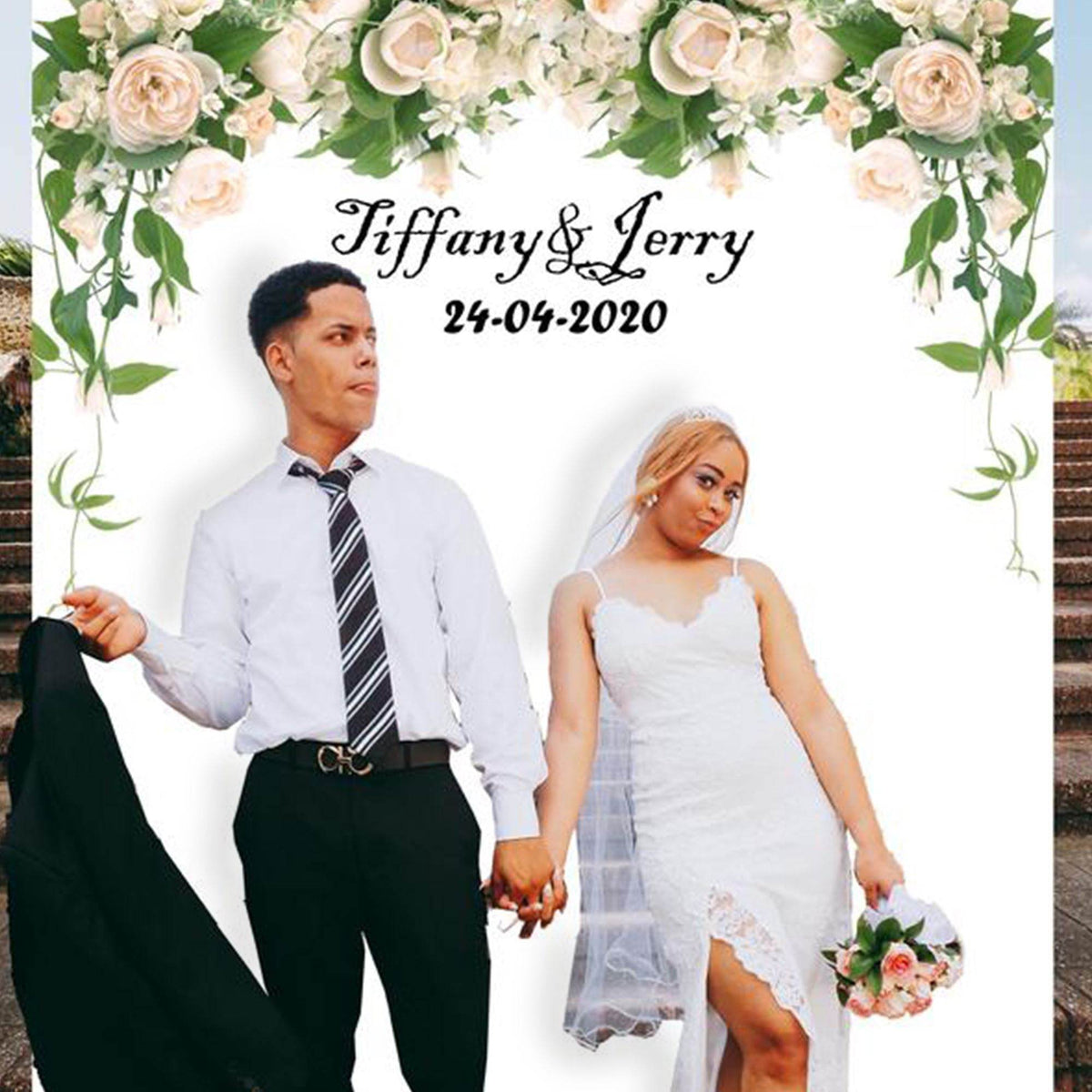 White Floral Greenery Wedding Backdrop - iJay Backdrops