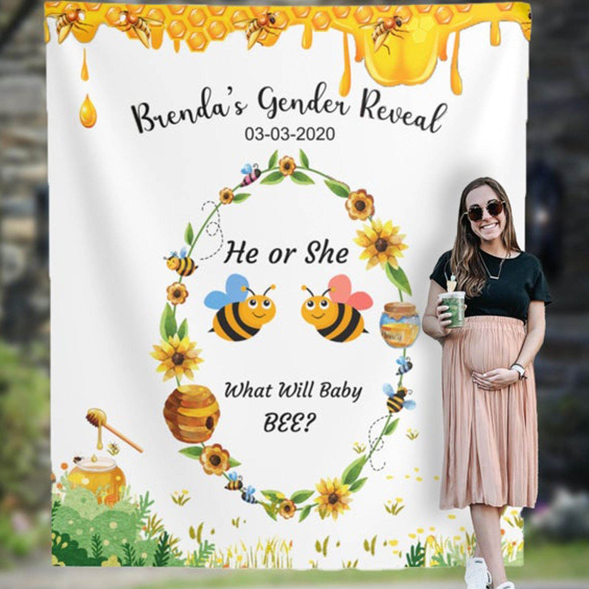 Personalized What will it bee Baby gender reveal backdrop - iJay Backdrops