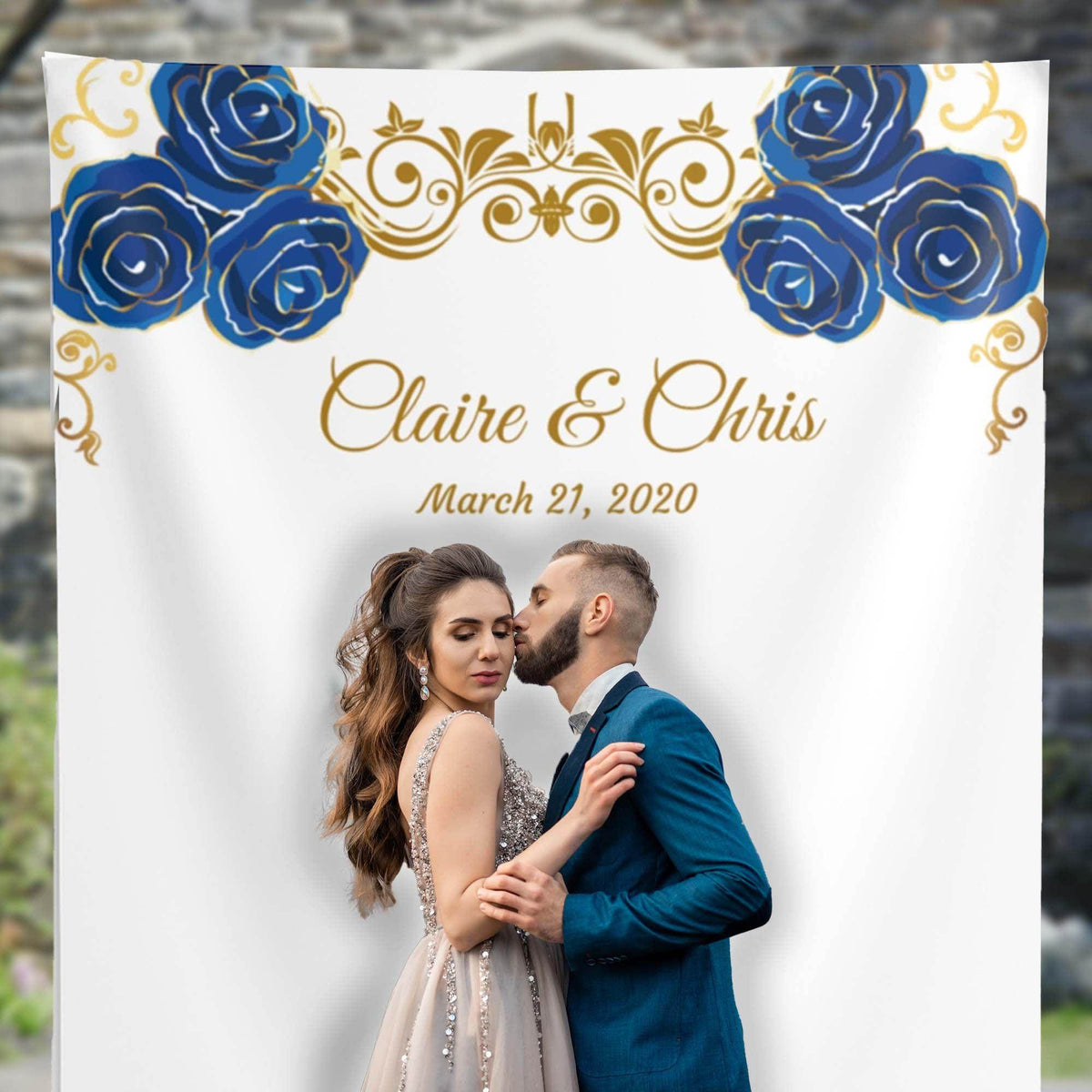 Royal Blue and Gold Wedding Decor Backdrop - iJay Backdrops