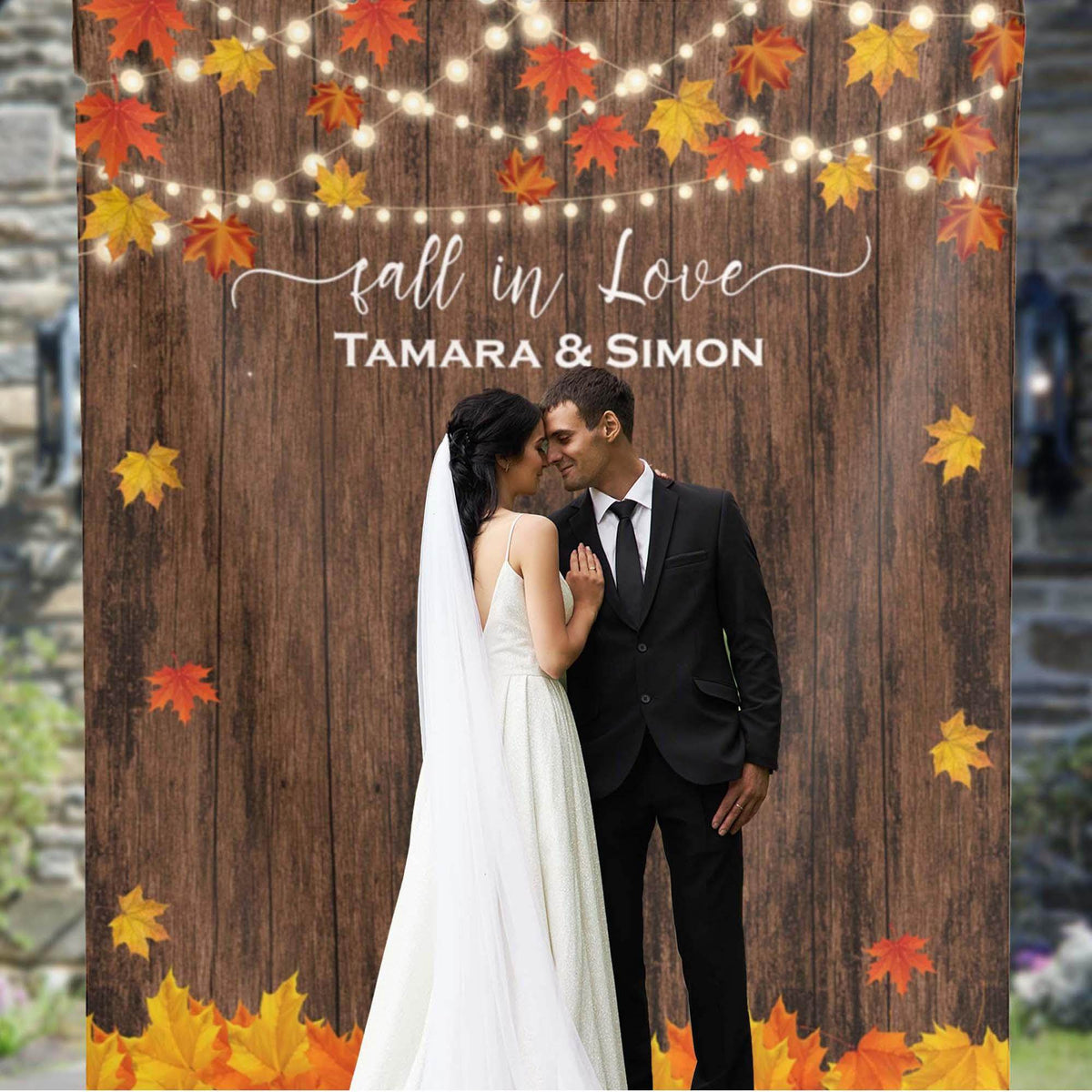 Rustic Fall Backdrop for Wedding Reception - iJay Backdrops