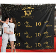Step and Repeat Anniversary Banner, 10 year Happy Anniversary Backdrop - iJay Backdrops