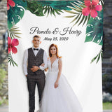Greenery & Pink Tropical Wedding backdrop - iJay Backdrops