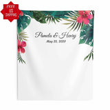 Greenery & Pink Tropical Wedding backdrop - iJay Backdrops