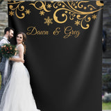 Black and Gold Wedding Backdrop - iJay Backdrops
