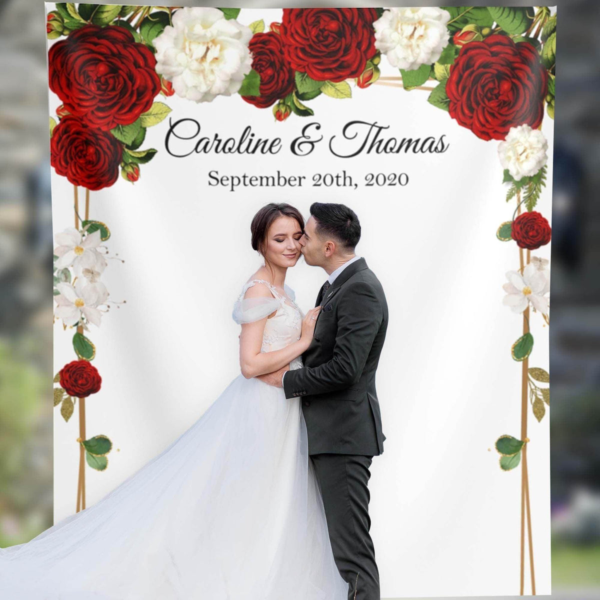 Red and white roses Backdrop - iJay Backdrops